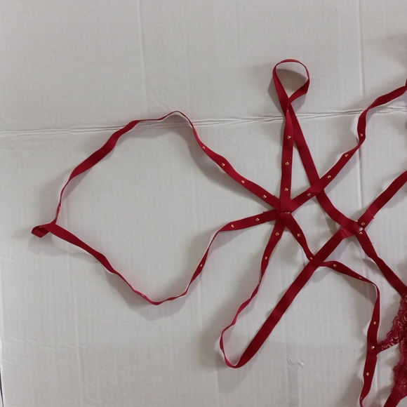 ADORE ME One-Piece Panty Strappy Body Neck Lingerie Burgundy/Gold Florals Sz L - Picture 3 of 7